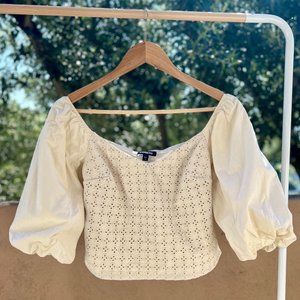 Express Eyelet Puff Sleeve Top
